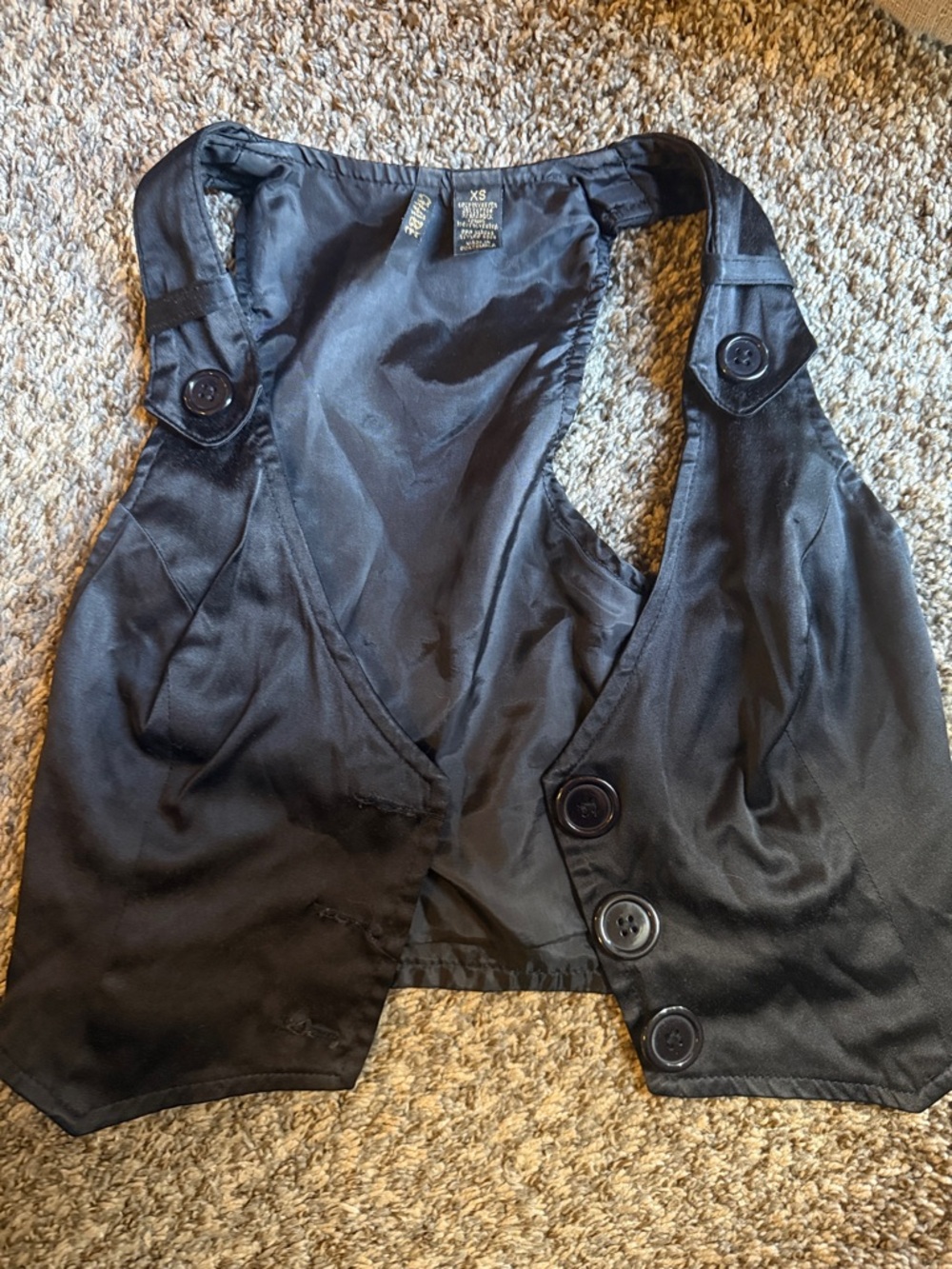 Rachel Black Satin Button-Front Vest